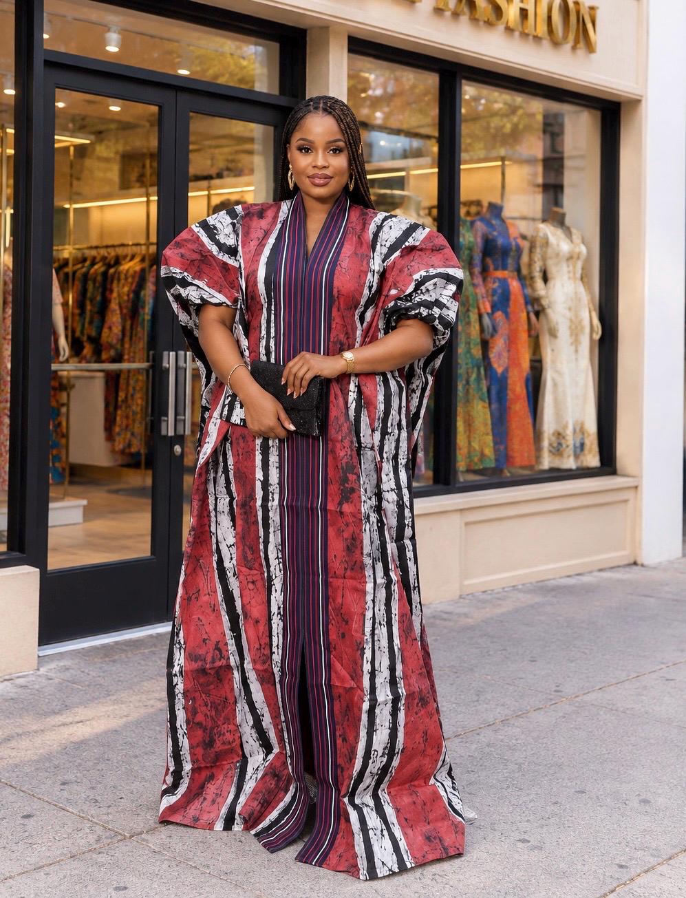 Handmade African Adire Batik Kaftan Dress | Nigerian Boubou