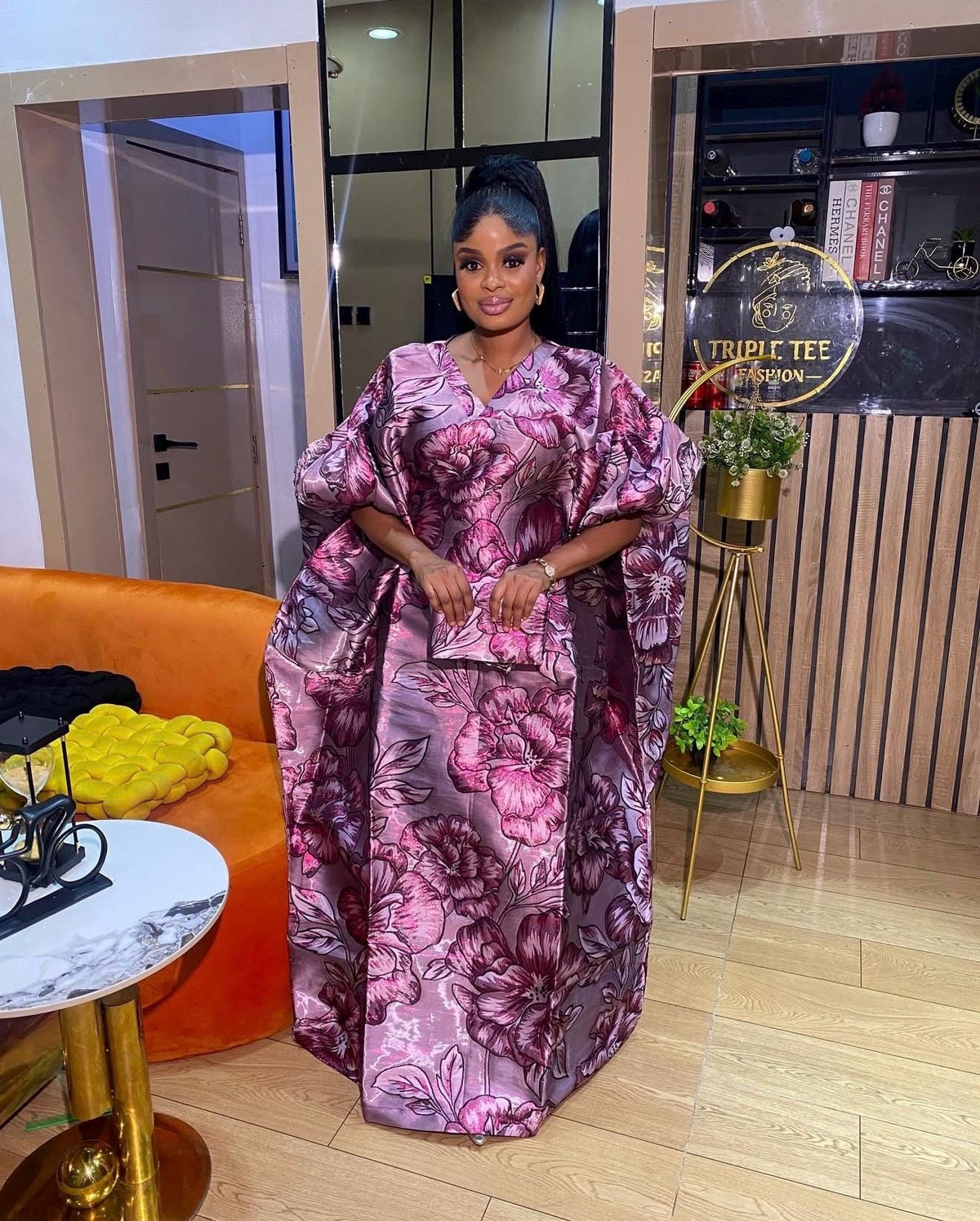 Luxury Iridescent Brocade Boubou Dress | Floral African Kaftan | Elegant Wedding Guest Gown | Free Size Maxi Dress