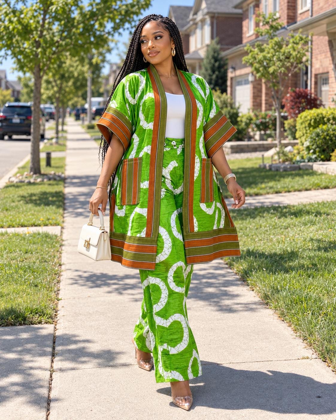 Ankara Kimono & Aso Oke Pants Set | African Style