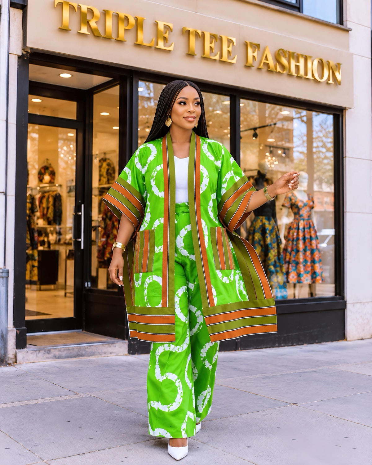 Ankara Kimono & Aso Oke Pants Set | African Style