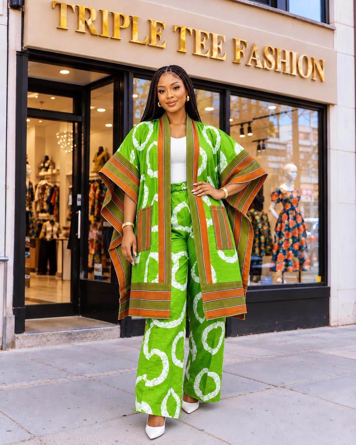 Ankara Kimono & Aso Oke Pants Set | African Style