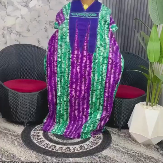 African Adire Kampala  dress boubou | Kaftan| Jalabiya| Rich aunty | Nigerian dress| Party dress| One size fits all| Rich Aunty Bubu