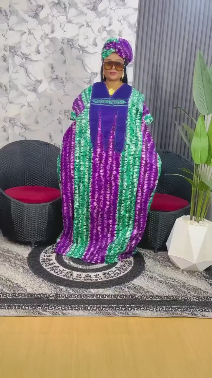 African Adire Kampala  dress boubou | Kaftan| Jalabiya| Rich aunty | Nigerian dress| Party dress| One size fits all| Rich Aunty Bubu