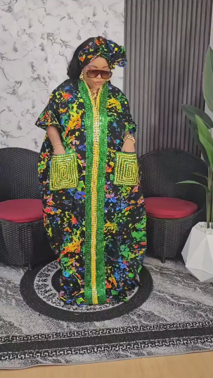 African Ankara Boubou dress| Kaftan| Handmade African print dress | Nigerian made | Tie and Dye | Boubou| Rich aunty| Bubu