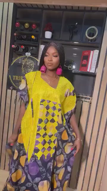 African Adire Batik Boubou Embroidery dress | Handmade African print dress | Nigerian made | Tie and Dye | Rich aunty| Ankara
