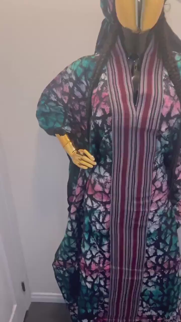 African Adire Batik Boubou dress |Inner belt bubu Kaftan| Handmade African print dress | Nigerian made | Tie and Dye | Rich aunty| Ankara