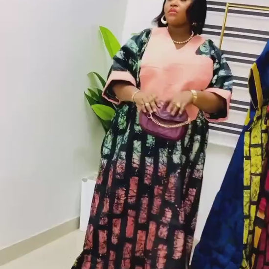 African Adire Batik Boubou Dress | Handmade Nigerian Kaftan