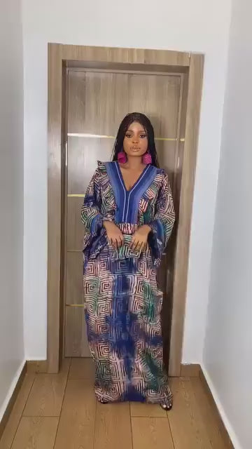 African Adire Batik Boubou dress |Inner belt bubu Kaftan| Handmade African print dress | Nigerian made | Tie and Dye | Rich aunty| Ankara