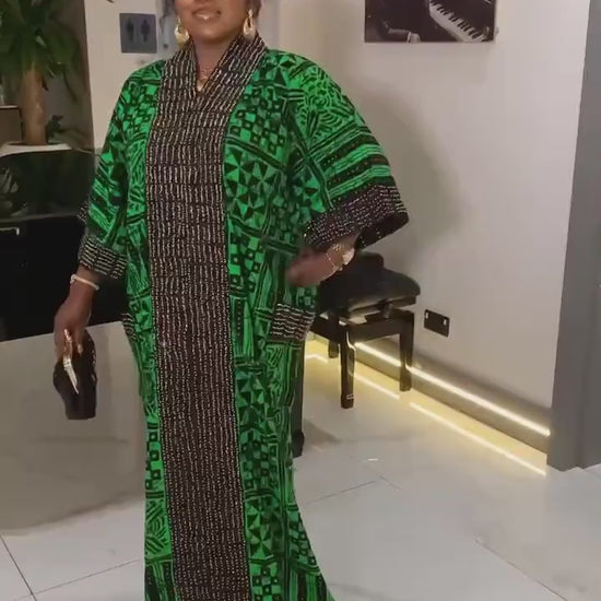 African Ankara Kaftan Dress | Stoned Cotton Boubou