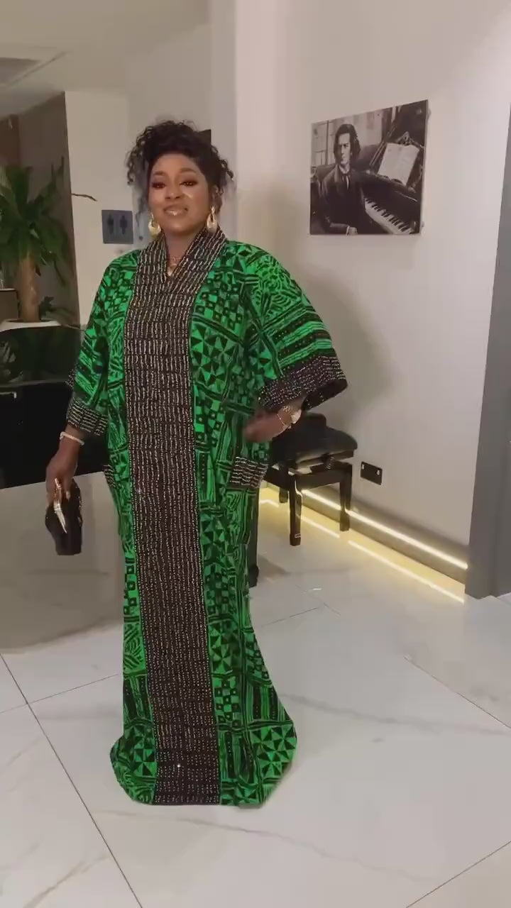 African Ankara Kaftan Dress | Stoned Cotton Boubou