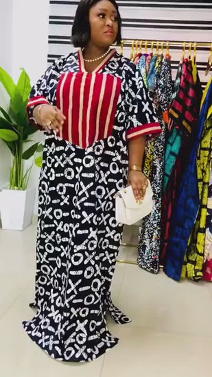 African Ankara Boubou Kaftan | Aso Oke Panel, Modest Dress