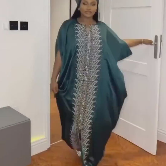 Duchess Silk Boubou Dress: Crystal Patterned, One Size