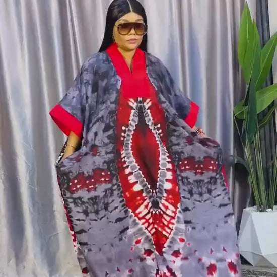 African Print Crepe Kaftan Dress | Nigerian Boubou, Plus Size