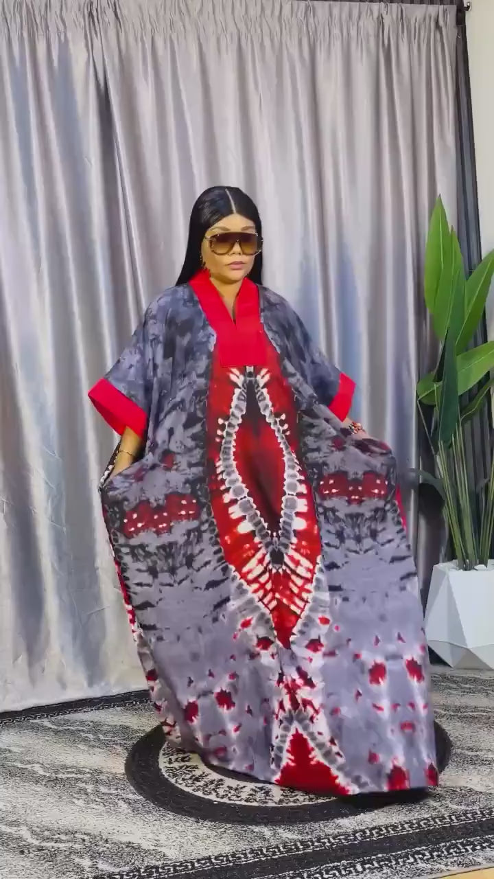 African Print Crepe Kaftan Dress | Nigerian Boubou, Plus Size