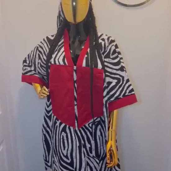 African Ankara Boubou Dress | Nigerian Adire Kaftan, Modest Style
