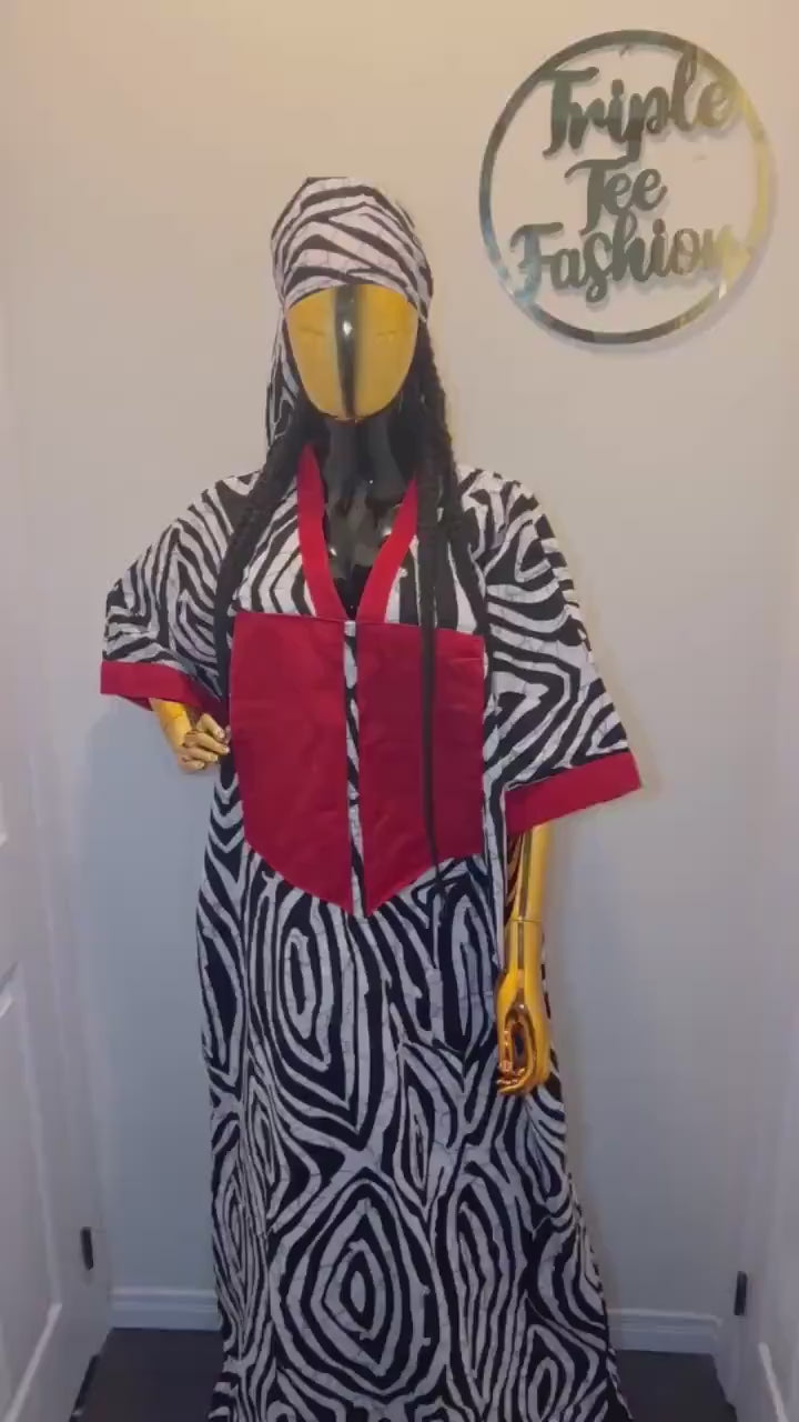 African Ankara Boubou Dress | Nigerian Adire Kaftan, Modest Style