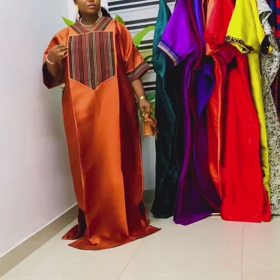 Mikado Aso Oke Boubou Dress: Oversized African Kaftan