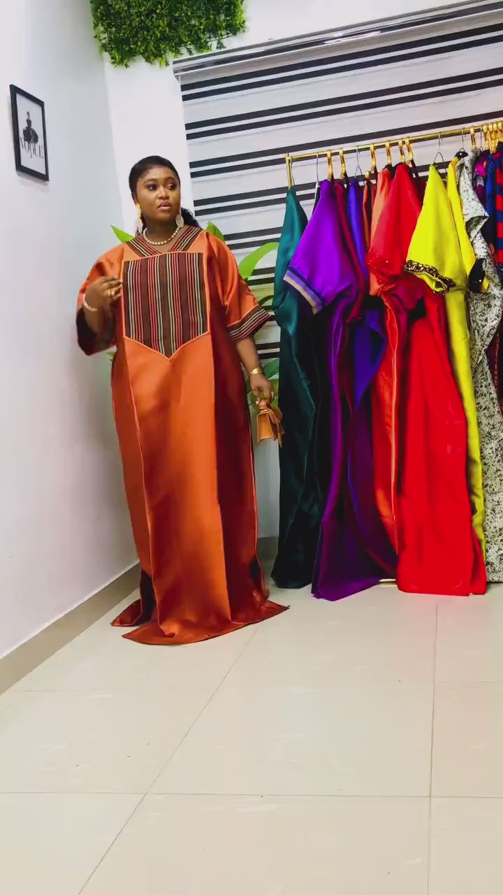 Mikado Aso Oke Boubou Dress: Oversized African Kaftan