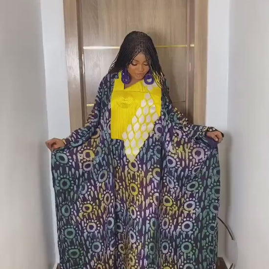 African Adire Batik Boubou Embroidery dress | Handmade African print dress | Nigerian made | Tie and Dye | Rich aunty| Ankara