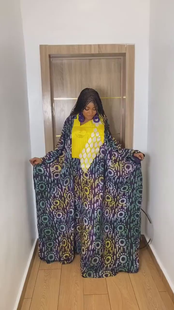 African Adire Batik Boubou Embroidery dress | Handmade African print dress | Nigerian made | Tie and Dye | Rich aunty| Ankara