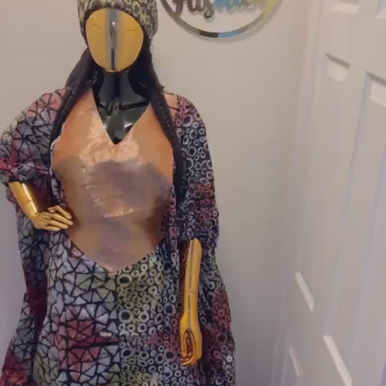 African Adire Batik Boubou dress |Inner belt bubu Kaftan| Soft and Comfortable African Fabric | Nigerian made | Tie and Dye | Rich aunty