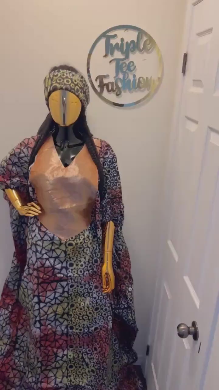 African Adire Batik Boubou dress |Inner belt bubu Kaftan| Soft and Comfortable African Fabric | Nigerian made | Tie and Dye | Rich aunty
