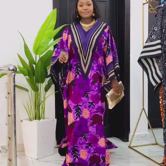 Handmade Ankara Kaftan Dress with Headtie | African Print Boubou