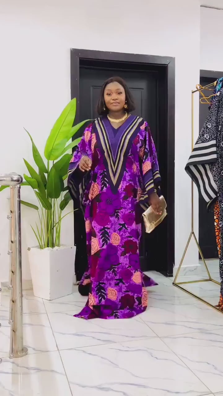 Handmade Ankara Kaftan Dress with Headtie | African Print Boubou