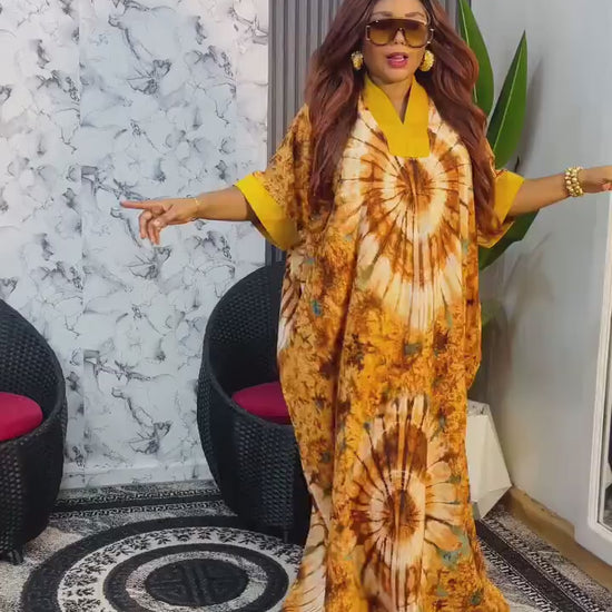 African Print Crepe Kaftan | Nigerian Boubou Dress