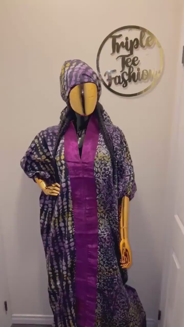 African Adire Batik Boubou dress |Inner belt bubu Kaftan| Handmade African print dress | Nigerian made | Tie and Dye | Rich aunty| Ankara
