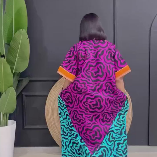 Ankara Cotton Bubu Dress | Nigerian Kaftan, One Size