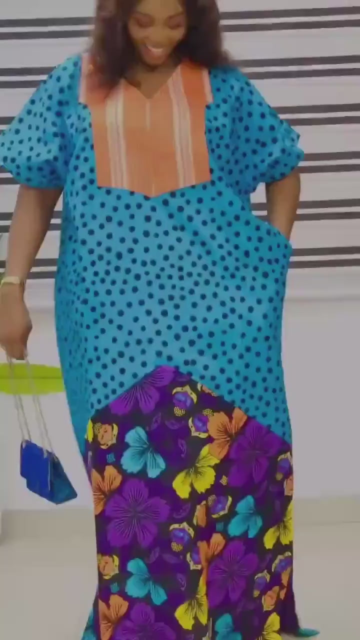 African Ankara Boubou dress| bubu danshiki | Kaftan| Handmade African print dress | Nigerian made | Tie and Dye | Boubou| Rich aunty| Ankara