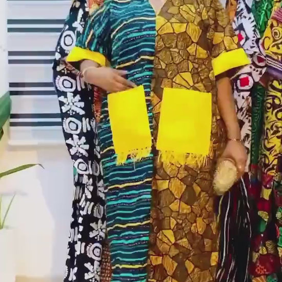 African Print Boubou Dress | Handmade Ankara Kaftan with Headtie