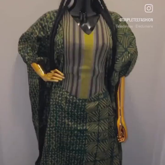 African Adire Batik Boubou dress |Inner belt bubu Kaftan| Handmade African print dress | Nigerian made | Tie and Dye | Rich aunty| Ankara