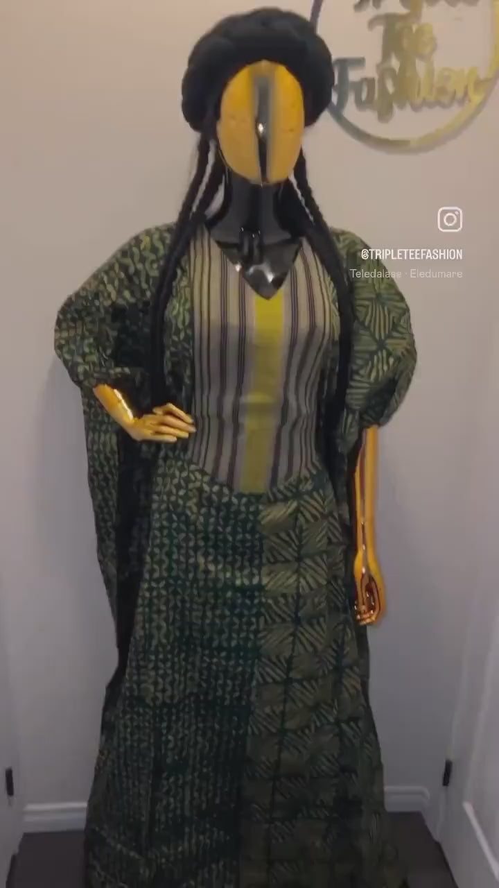 African Adire Batik Boubou dress |Inner belt bubu Kaftan| Handmade African print dress | Nigerian made | Tie and Dye | Rich aunty| Ankara