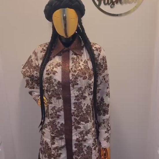 African 2 pieces brocade boubou| shirt and pants| Kaftan| Jalabiya| Rich aunty | Nigerian dress| European brocade women long shirt and pants