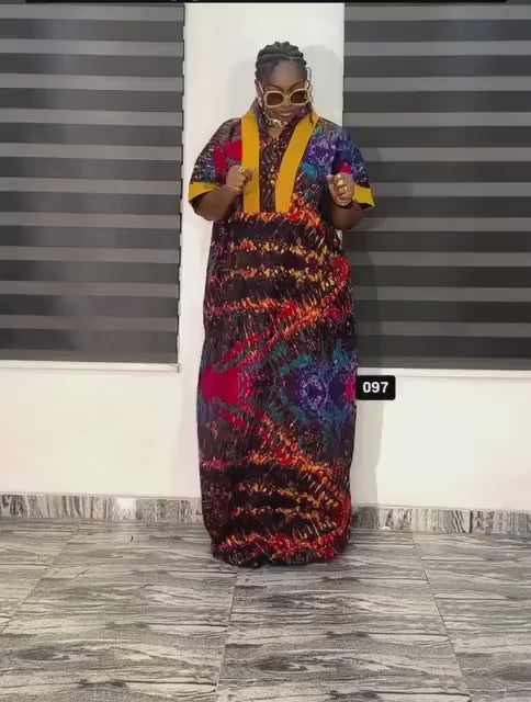 African Print Ankara Kaftan Dress | Nigerian Aso Oke