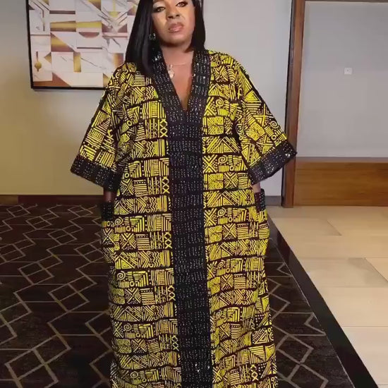 African Ankara Kaftan Dress | Stoned Cotton Boubou
