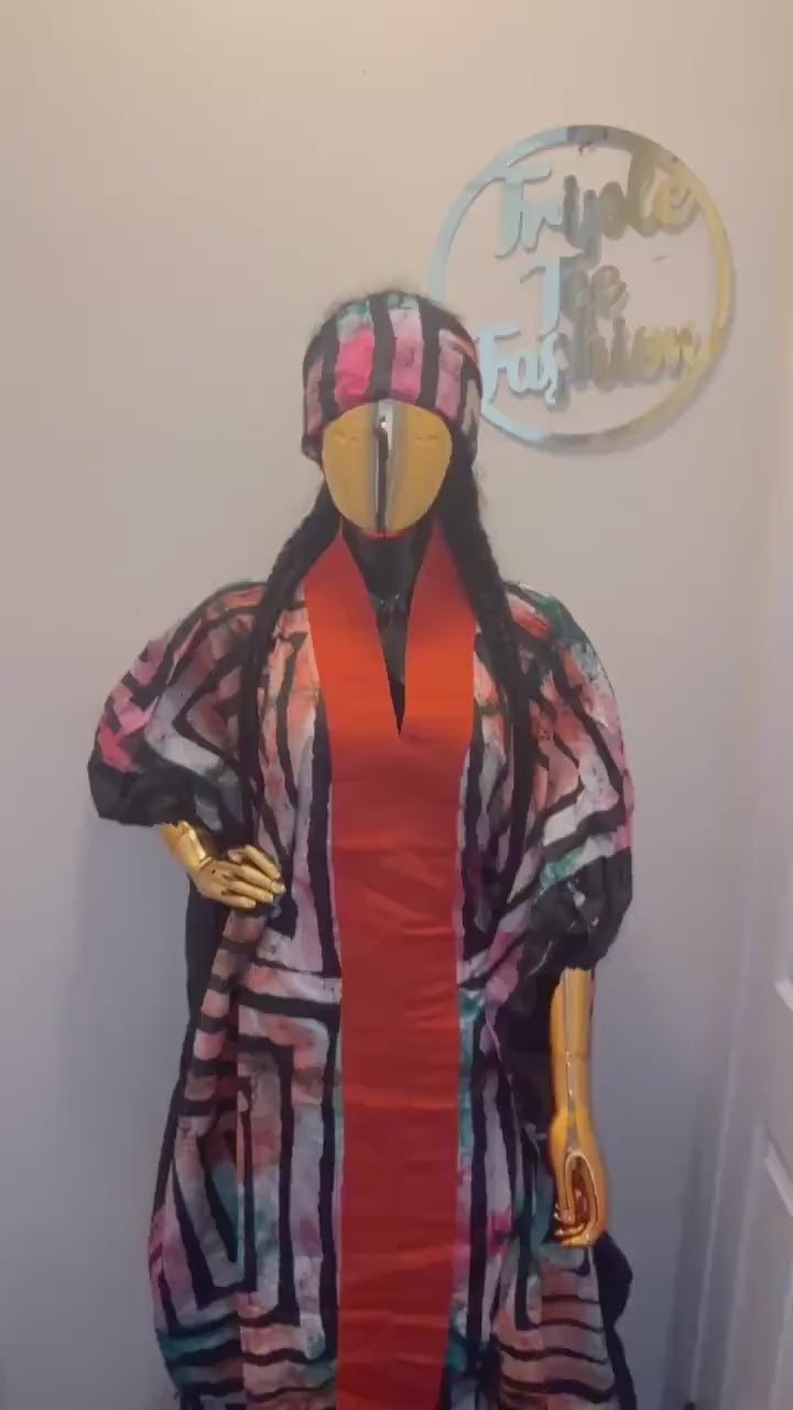African Adire Batik Boubou dress |Inner belt bubu Kaftan| Handmade African print dress | Nigerian made | Tie and Dye | Rich aunty| Ankara