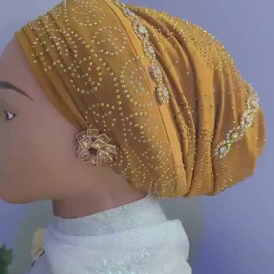 Luxury Turban Hat for Ladies| Pre tied Hat| Pre styled Head Tie| Ready To Wear Turban Headtie| African Auto cap| Muslim Women| Ramadan