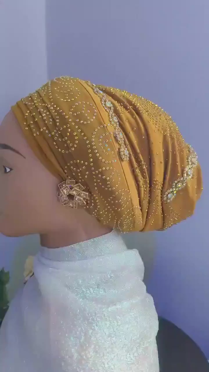 Luxury Turban Hat for Ladies| Pre tied Hat| Pre styled Head Tie| Ready To Wear Turban Headtie| African Auto cap| Muslim Women| Ramadan