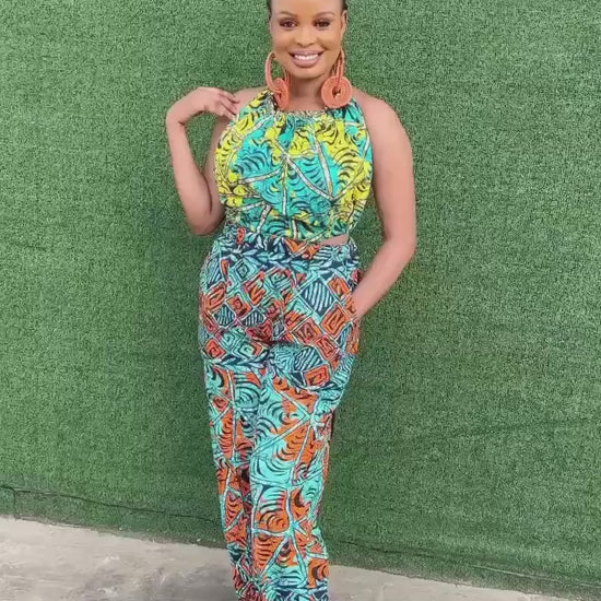 African Ankara Adire print playsuit | Two-piece danshiki |Short Kaftan| African wear | Nigerian made | Boubou | Rich Aunty Vibes