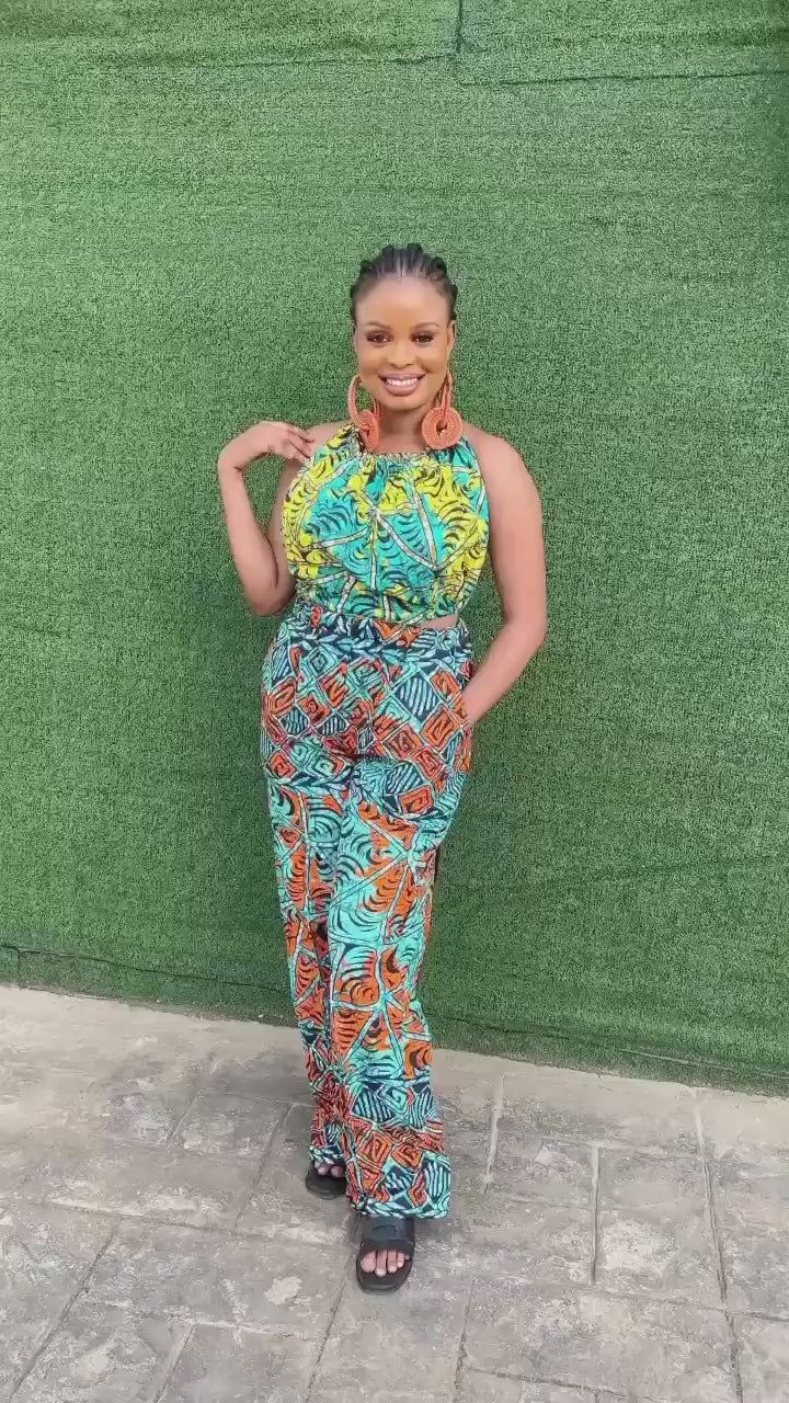 African Ankara Adire print playsuit | Two-piece danshiki |Short Kaftan| African wear | Nigerian made | Boubou | Rich Aunty Vibes