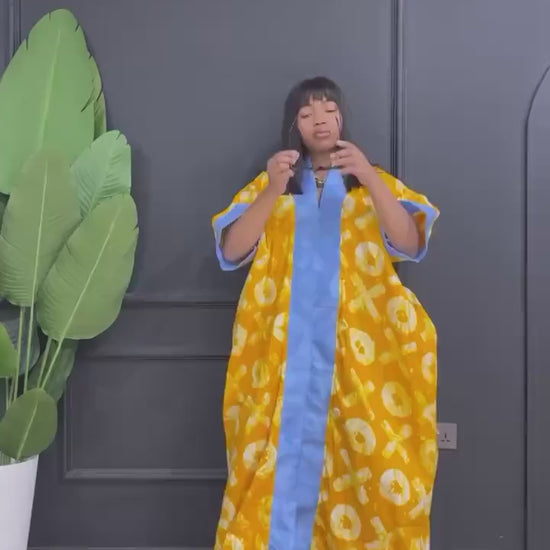Ankara Cotton Kaftan Dress | Nigerian Bubu Gown, Matching Scarf