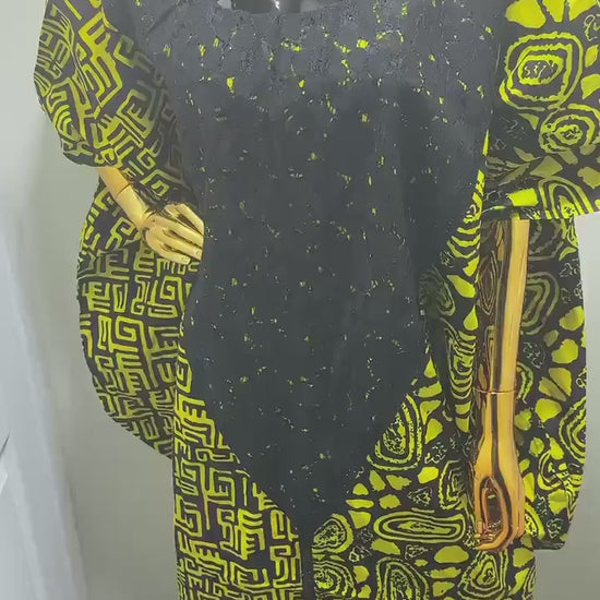 African Ankara Print Kaftan Dress | Nigerian Made Boubou | 100% Cotton One Size Fits All