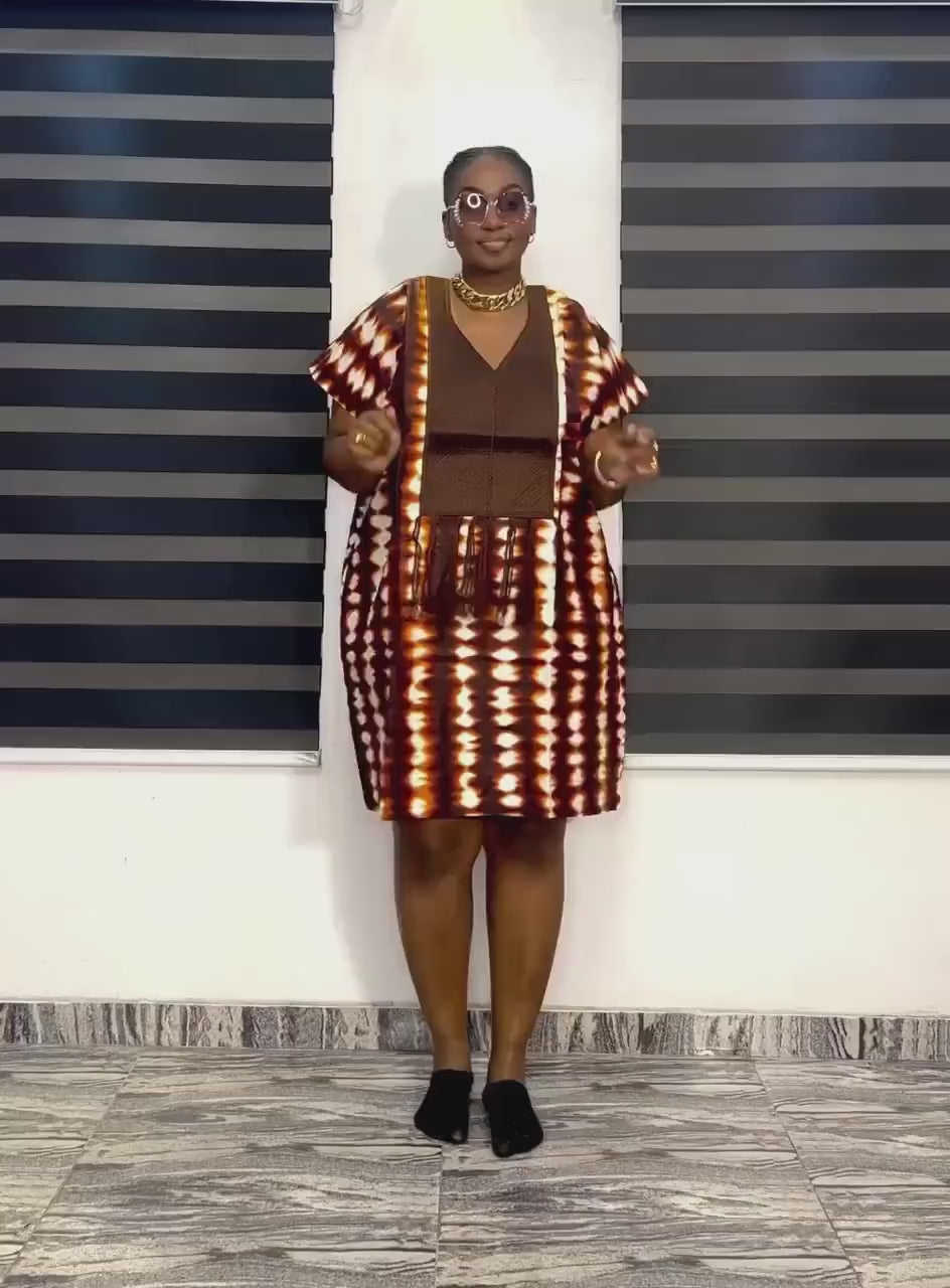 African Print Ankara Kaftan Dress | Nigerian Cotton Party Wear