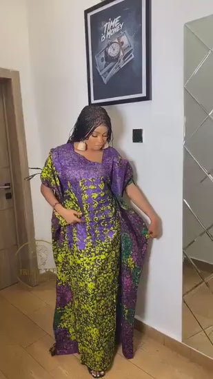 African Adire Batik Boubou Embroidery dress | Handmade African print dress | Nigerian made | Tie and Dye | Rich aunty| Ankara