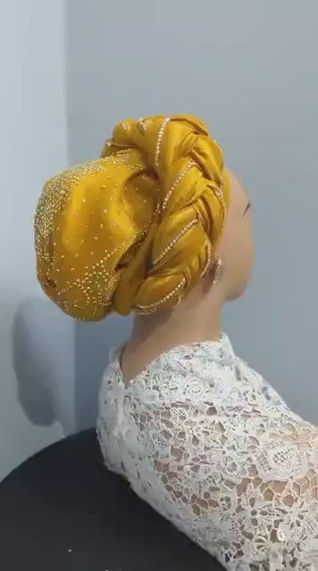 Luxury Turban Hat for Ladies| Pre tied Hat| Zara cap| Eid |Pre styled Head Tie| Ready To Wear Turban Headtie| African Auto cap| Muslim Women