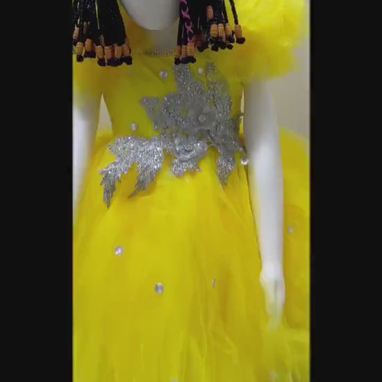 Baby Girl Birthday Ballgown | Yellow Tulle Flower Girl Dress