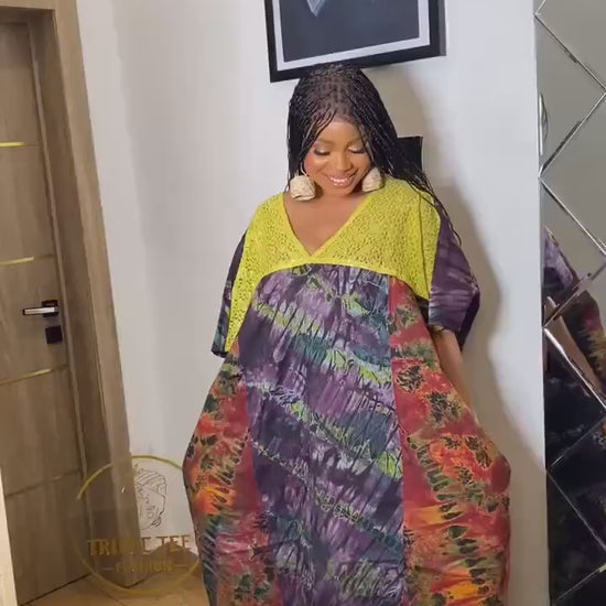 African Adire Batik dress| danshiki | Kaftan| Handmade African print dress | Nigerian made | Tie and Dye | Boubou| Rich aunty| Ankara